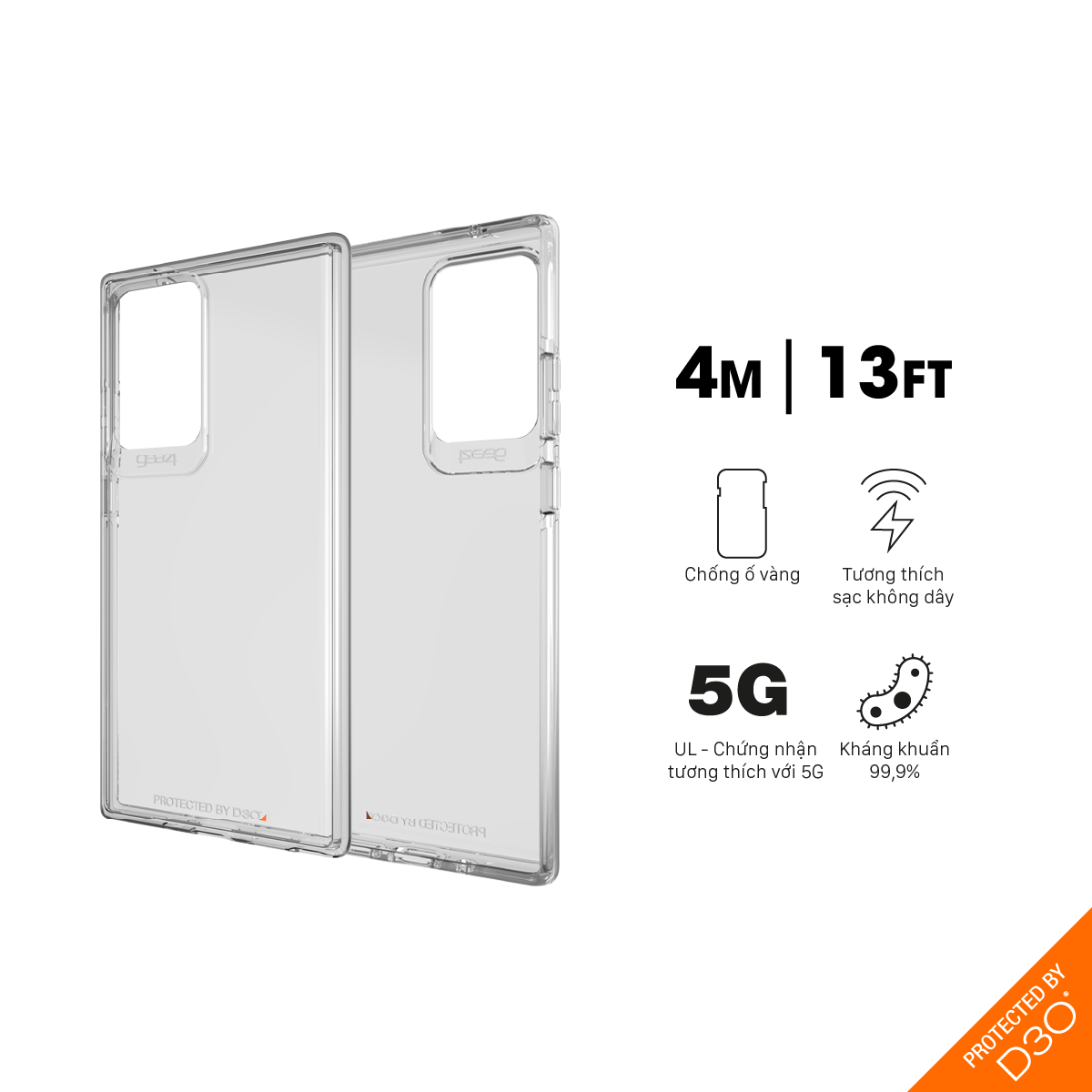Ốp lưng chống sốc Gear4 D3O Crystal Palace 5G 4m cho Samsung Galaxy Note 20 Ultra 5G