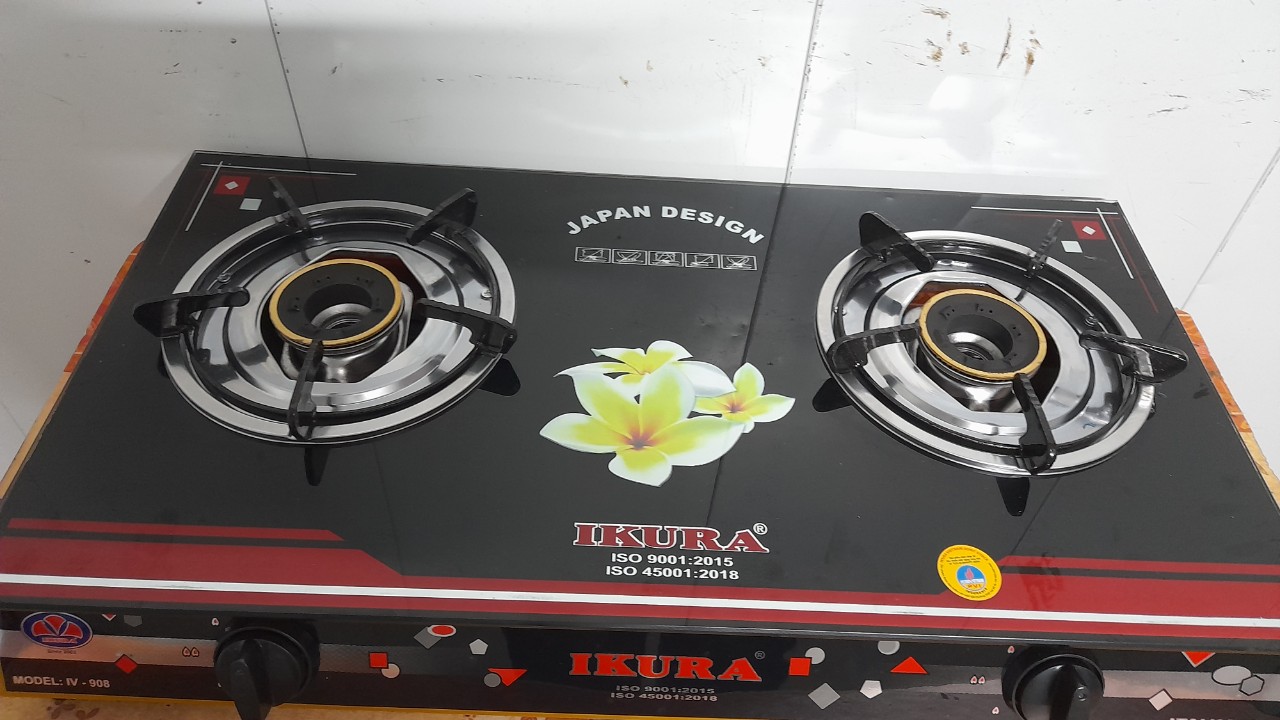 Bếp gas đôi mặt kính cao cấp ikura - iv 908