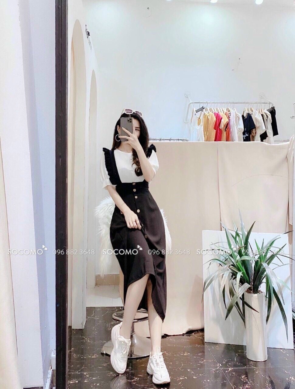 Sét yếm dạng váy phối áo thun cực xinh xắn, chất kate dày mịn trẻ trung cực teen, ttmtb