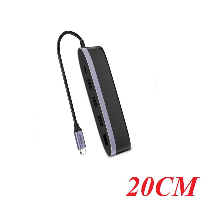 Ugreen 50990 bộ chuyển đổi type c sang 3 usb 3.0 + hdmi + nguồn type c cm223