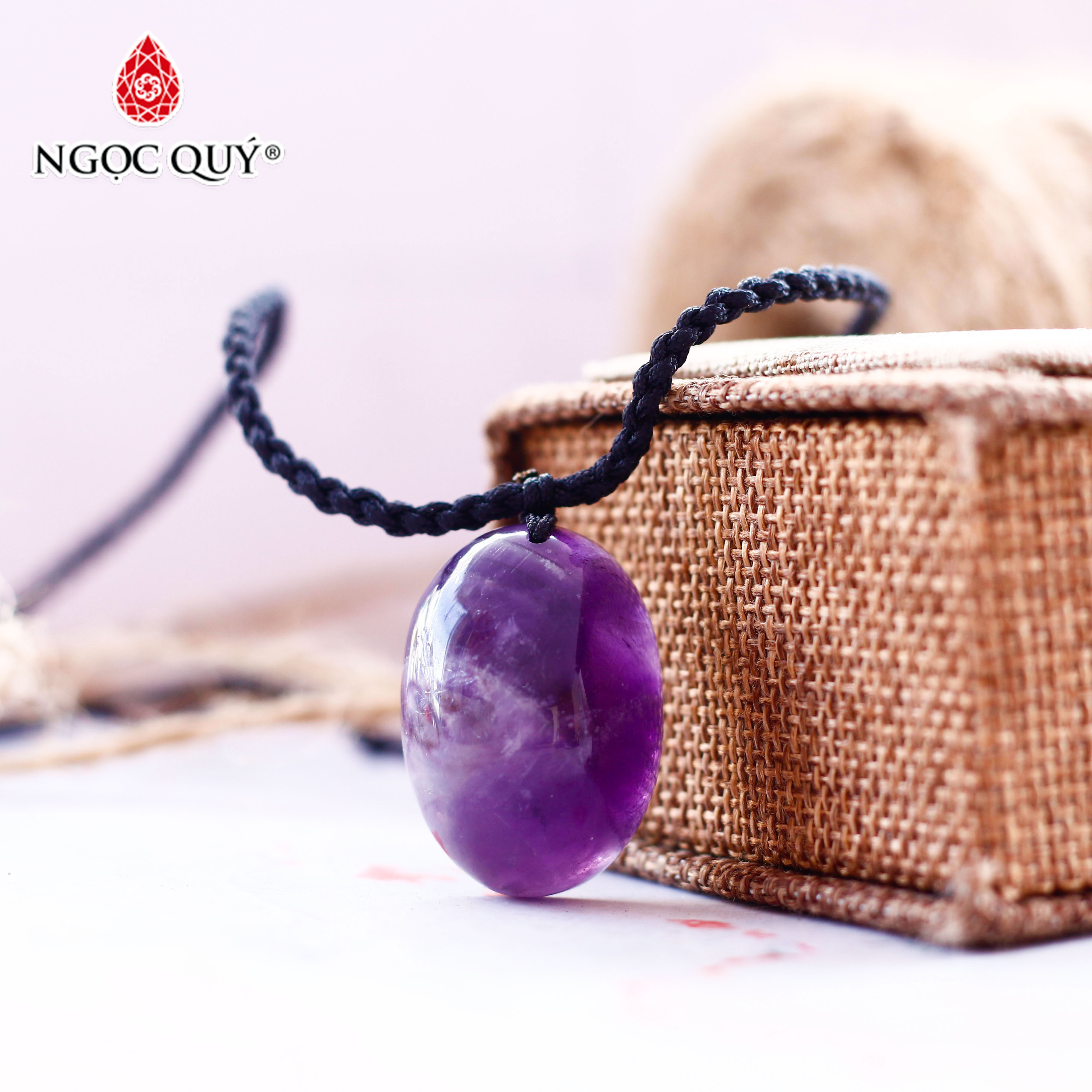 Mặt dây chuyền thạch anh tím hình bầu dục - Ngọc Quý Gemstones