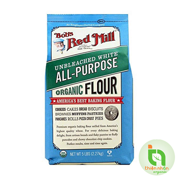 Bột mì đa dụng hữu cơ bob's red mill 1.36kg & 2.27kg - organic unbleached all purpose flour