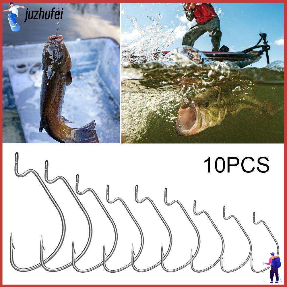 JUZHUFEI 10pcs Outdoor Lure Anzuelos Softjerk Móc giun Móc câu Dụng cụ câu cá Lưỡi câu có tay quay rộng