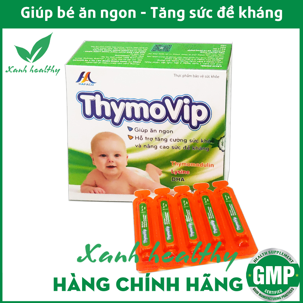 Siro tăng đề kháng cho bé Thymovip - bổ sung kẽm, thymomodulin và các vitamin giúp tiêu hóa khỏe, ăn ngon, tăng sức đề kháng - Hộp 20 ông x10ml Hàng chính hãng