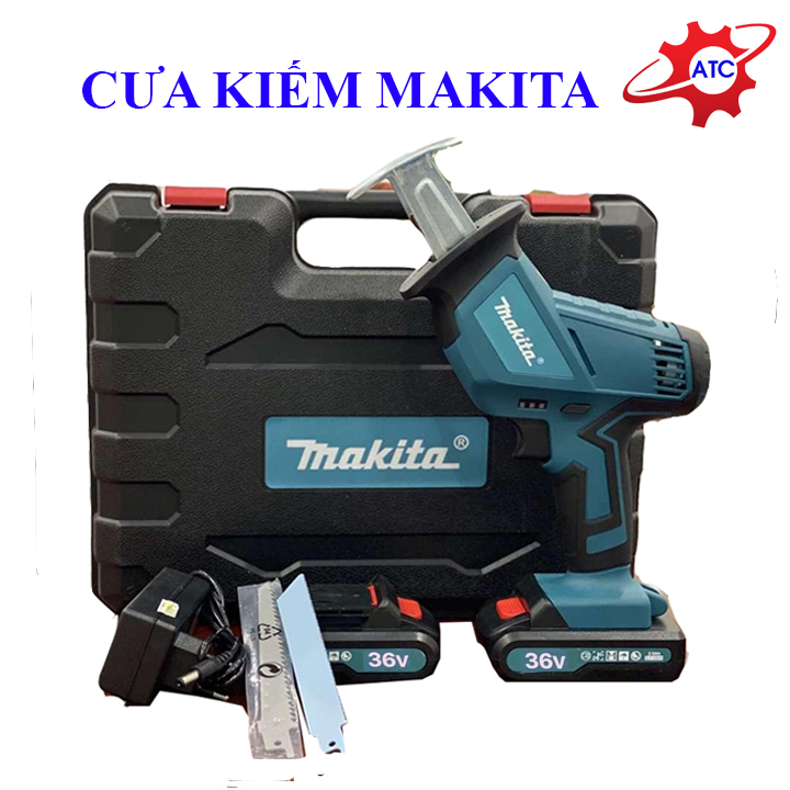 Máy cưa kiếm Makita dùng Pin - Máy cưa cầm tay 2 pin 1 sạc tặng 5 lưỡi cưa theo hãng