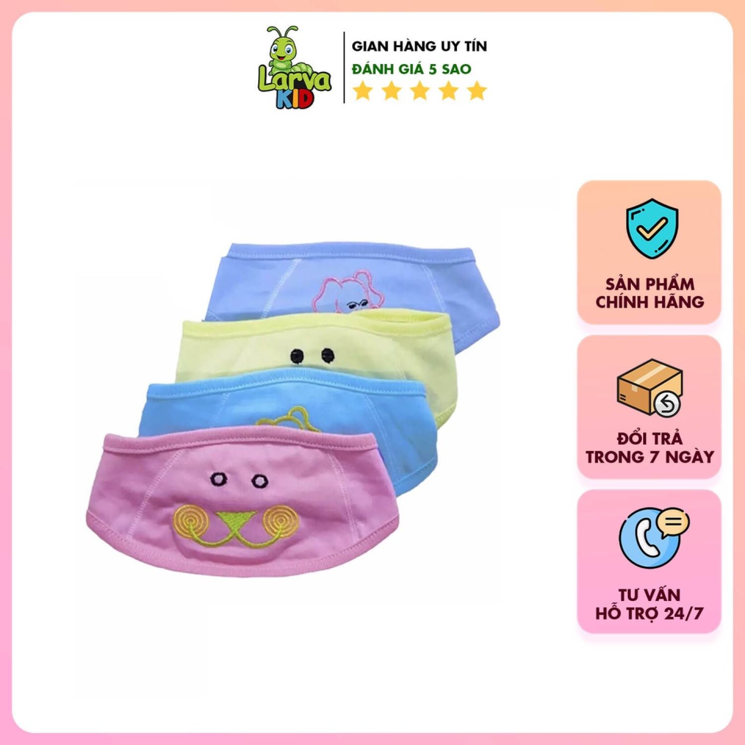 Che thóp cotton giữ ấm cho bé sơ sinh hình tai thỏ dễ thương loại dính - LARVA KID