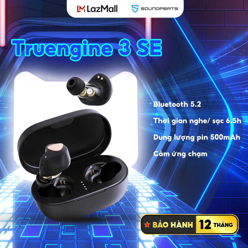 Tai nghe True wireless Soundpeats Truengine 3 SE Dual Mic chống ồn CVC thời gian nghe lên đến 65 giờ