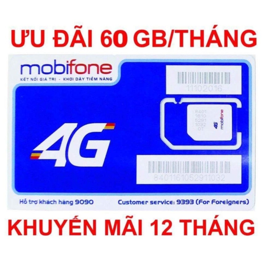 Sim 4G Mobifone, trọn gói 1 năm không nạp tiền, miễn phí nghe gọi, miễn phí 720Gb data.
