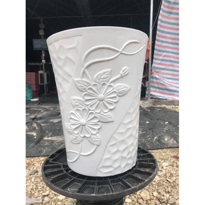 Chậu nhựa cứng giả sứ cao cấp loại 1 dày xịn bông đá 25x30cm trồng hoa, cây cảnh bền, đẹp_Chậu tròn trụ dáng cao
