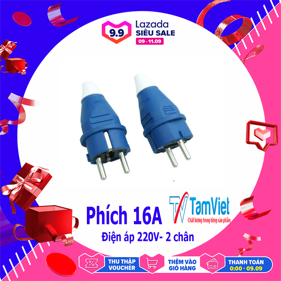 COMBO 5 BỘ Phích cắm điện cao cấp 16A- 2 chấu -220V