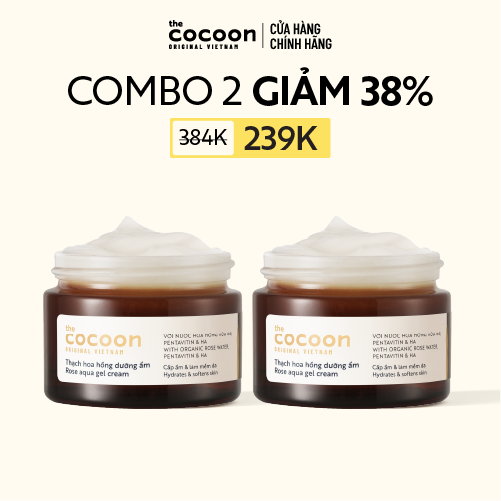 COMBO 2 Thạch hoa hồng dưỡng ẩm (kem dưỡng ẩm) Cocoon cấp ẩm  nuôi dưỡng 30ml