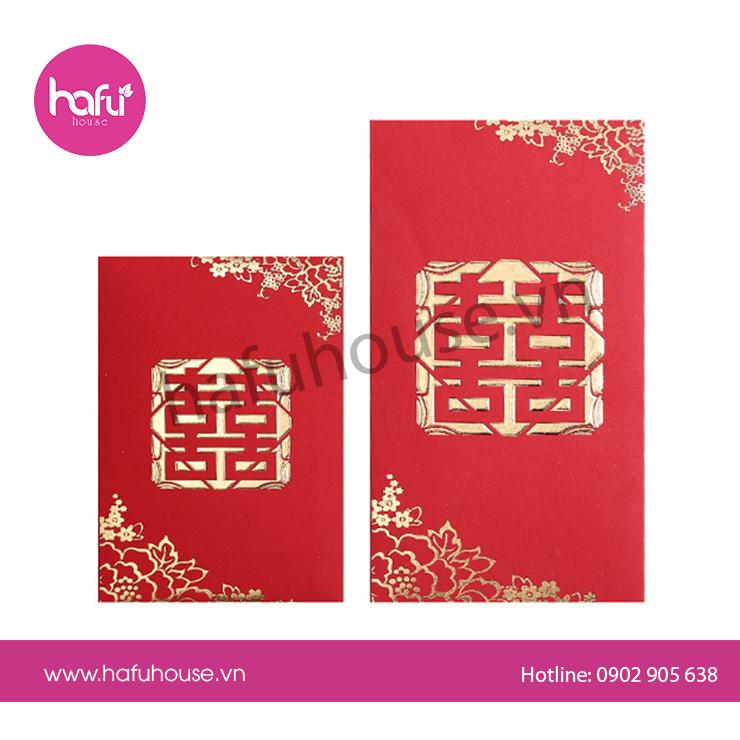 COMBO 10 BAO LÌ XÌ BƯNG QUẢ ĐÁM CƯỚI CHỮ SONG HỶ M36 HAFU HOUSE