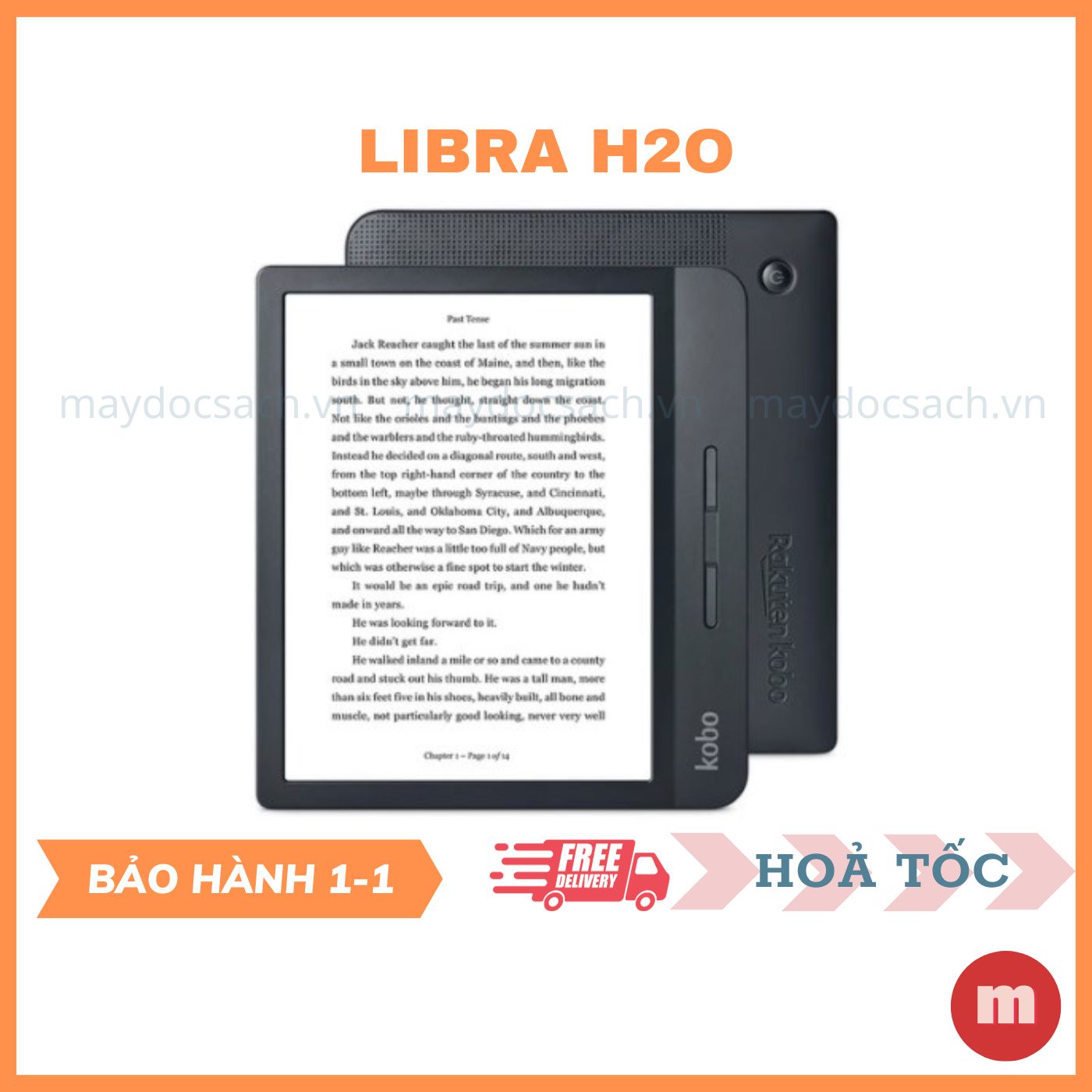 Máy đọc sách Kobo Libra H2O - 7inch, chống nước IPX8 - maydocsach.vn