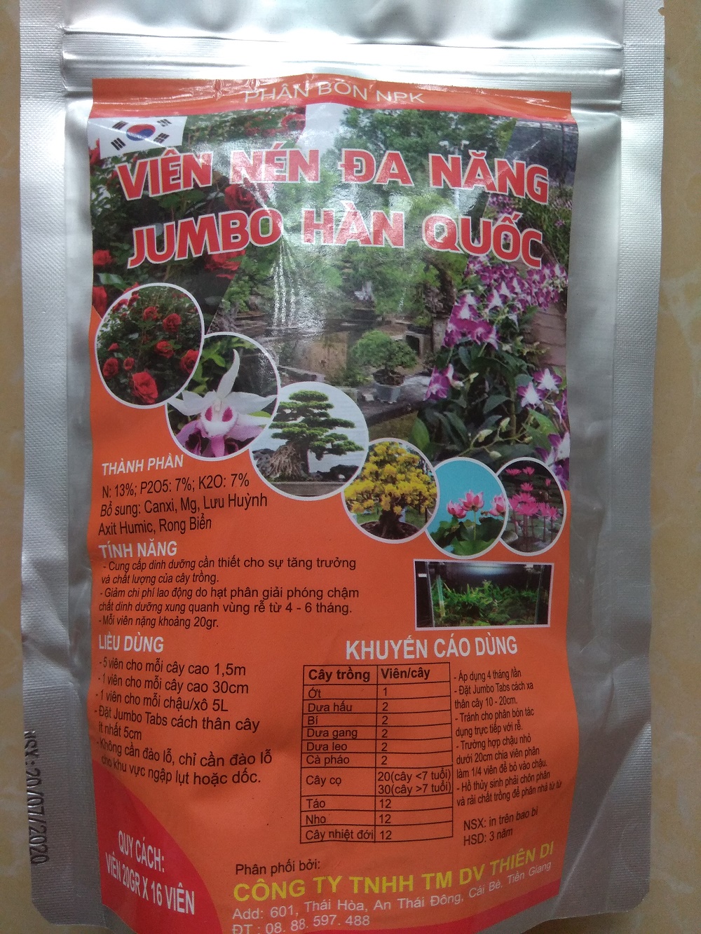 [HCM]Phân bón viên nén đa năng JUMBO HÀN QUỐC - gói 16 viên