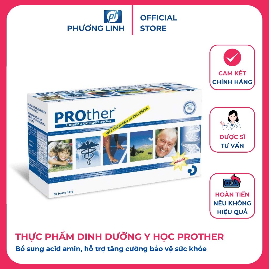 Đạm uống PROther nhập khẩu Ý hộp 10 gói x 10 g giúp tăng cơ bổ sung dinh dưỡng cho người bệnh suy dinh dưỡng