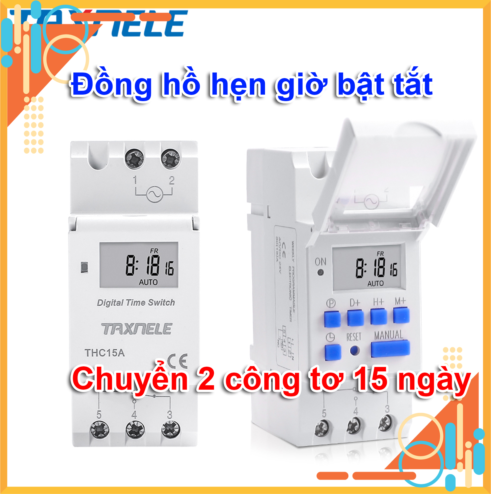 Đồng hồ công tắc hẹn giờ điện tử THC15A đồng hồ lập trình chuyển đổi công tơ hẹn giờ bật tắt thiết bị điện