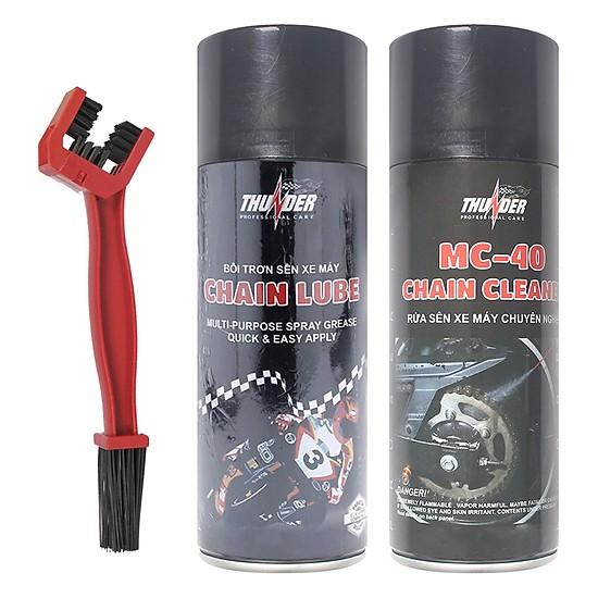 [HCM]Combo chai rửa và dưỡng sên THUNDER vệ sinh xe máy chuyên nghiệp tặng kèm bàn chải