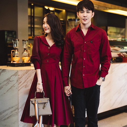 Set áo váy đôi dự tiệc (giá gồm váy nữ + somi nam)