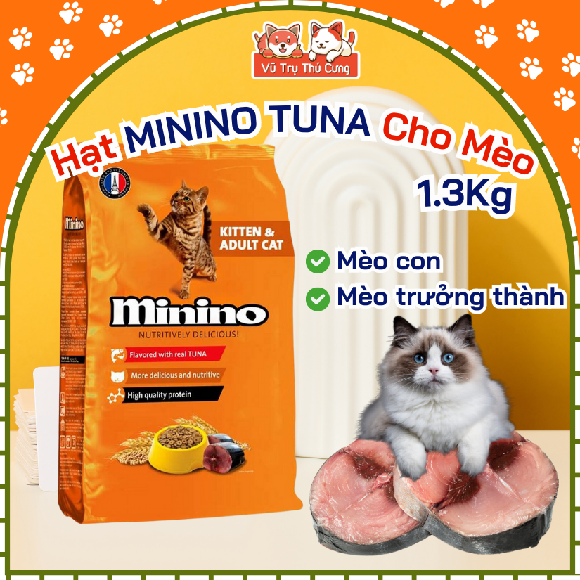 Thức Ăn Hạt Minino Tuna Cho Mèo Vị Cá Ngừ 1,3Kg