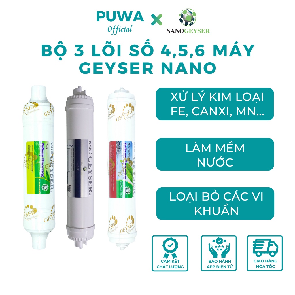 Lõi lọc nước 456 dùng cho các dòng máy nano, lõi t33, 3in1 filter maifan