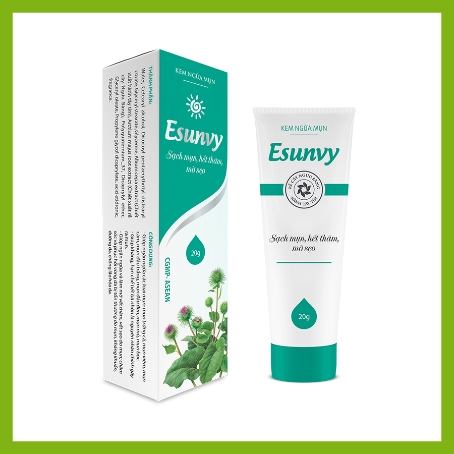 Kem ngừa mụn esunvy: sạch mụn, giảm thâm, mờ sẹo tuýt 20g