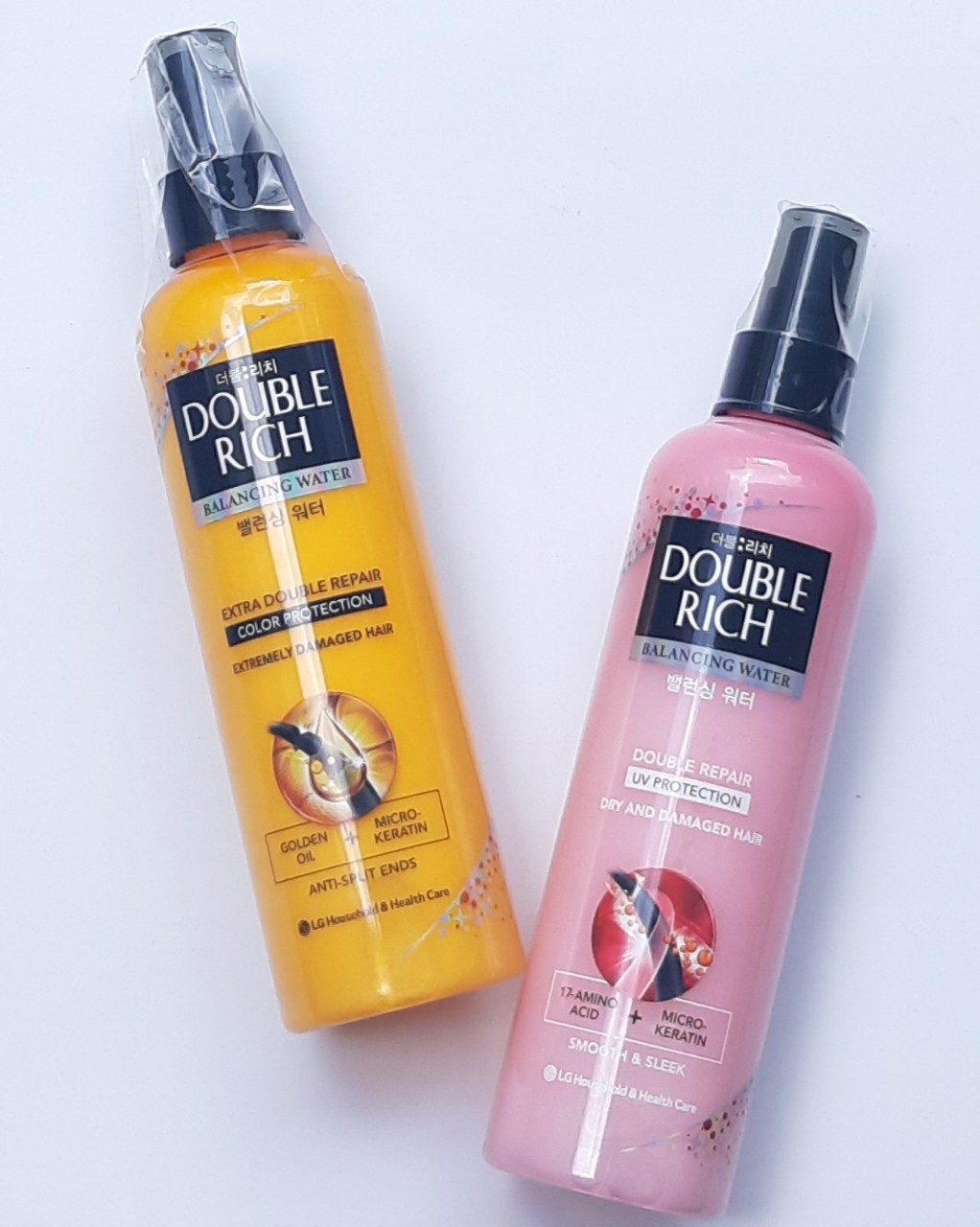 Xịt nước dưỡng tóc Double rich 250ml chăm sóc tóc hư tổn Double Rich Balancing Water Revitalize 250ml (Hồng)