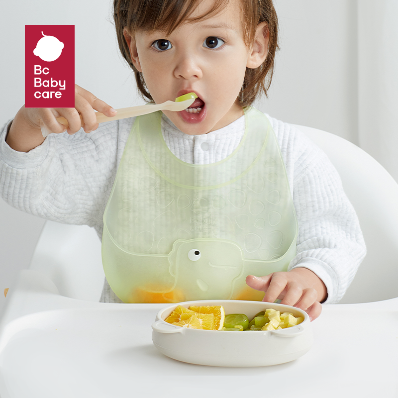 Bc Babycare Baby Foldable Waterproof Silicone Food Bib With Food Catcher BPA Free Anti-dirty Silicone Baby Bib Saliva Bib