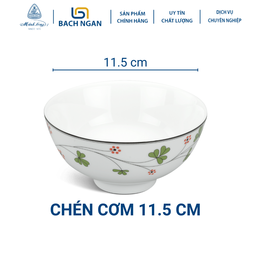 Bộ 10 Chén ăn Cơm Minh Long 11.5 cm Hoa May Mắn bằng sứ đẹp, cao cấp hàng đẹp cao cấp dùng để ăn cơm tron gia đình, đãi khách hay tặng quà tết