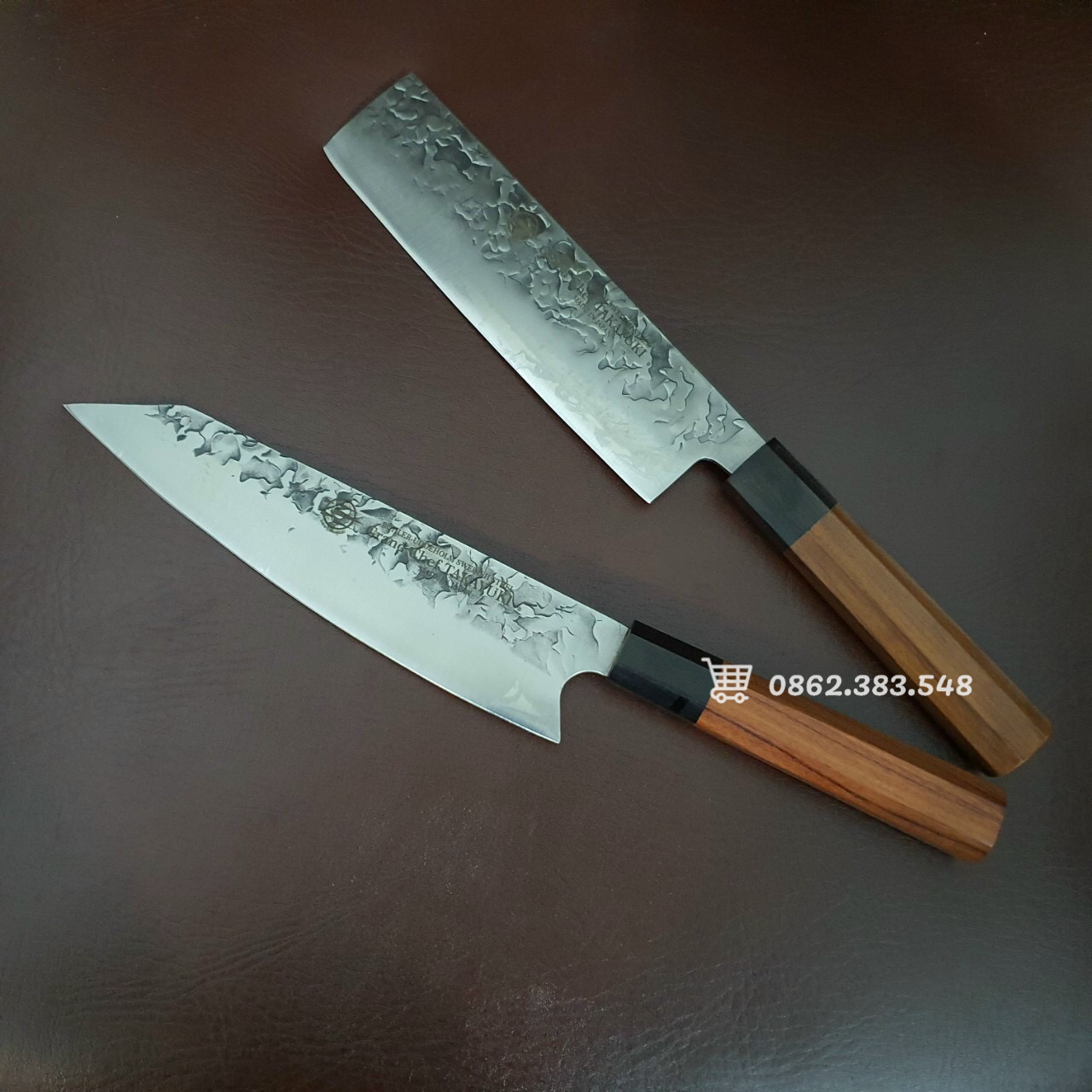Bộ 2 Dao thái Nhật nội địa mũi vuông và mũi nhọn siêu sắc, thái lạng thịt - DA0046-1