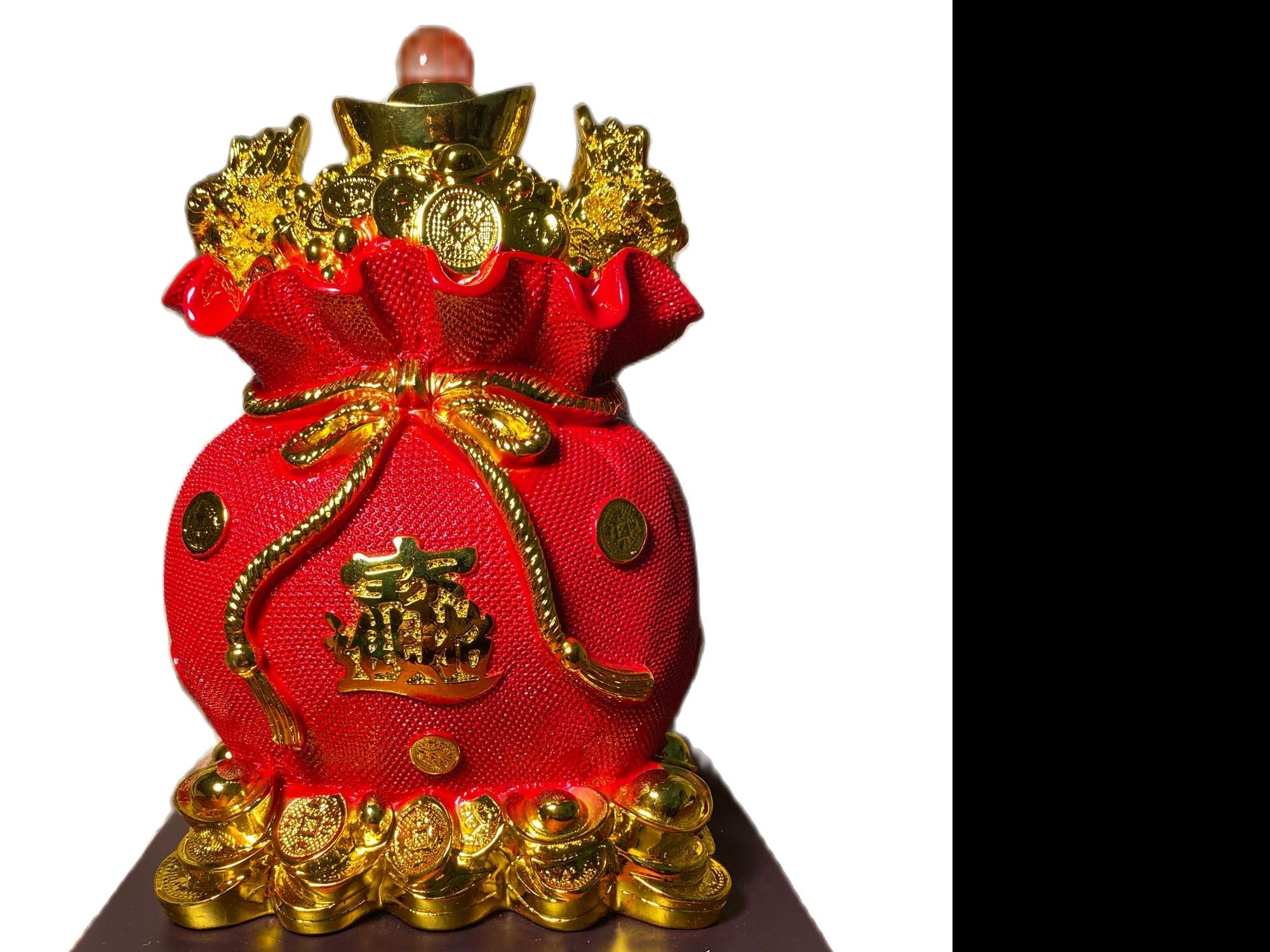 Hũ vàng thần tài cỡ đại cao 35 cm rộng 17 x 19 cm mầu đỏ hay vàng