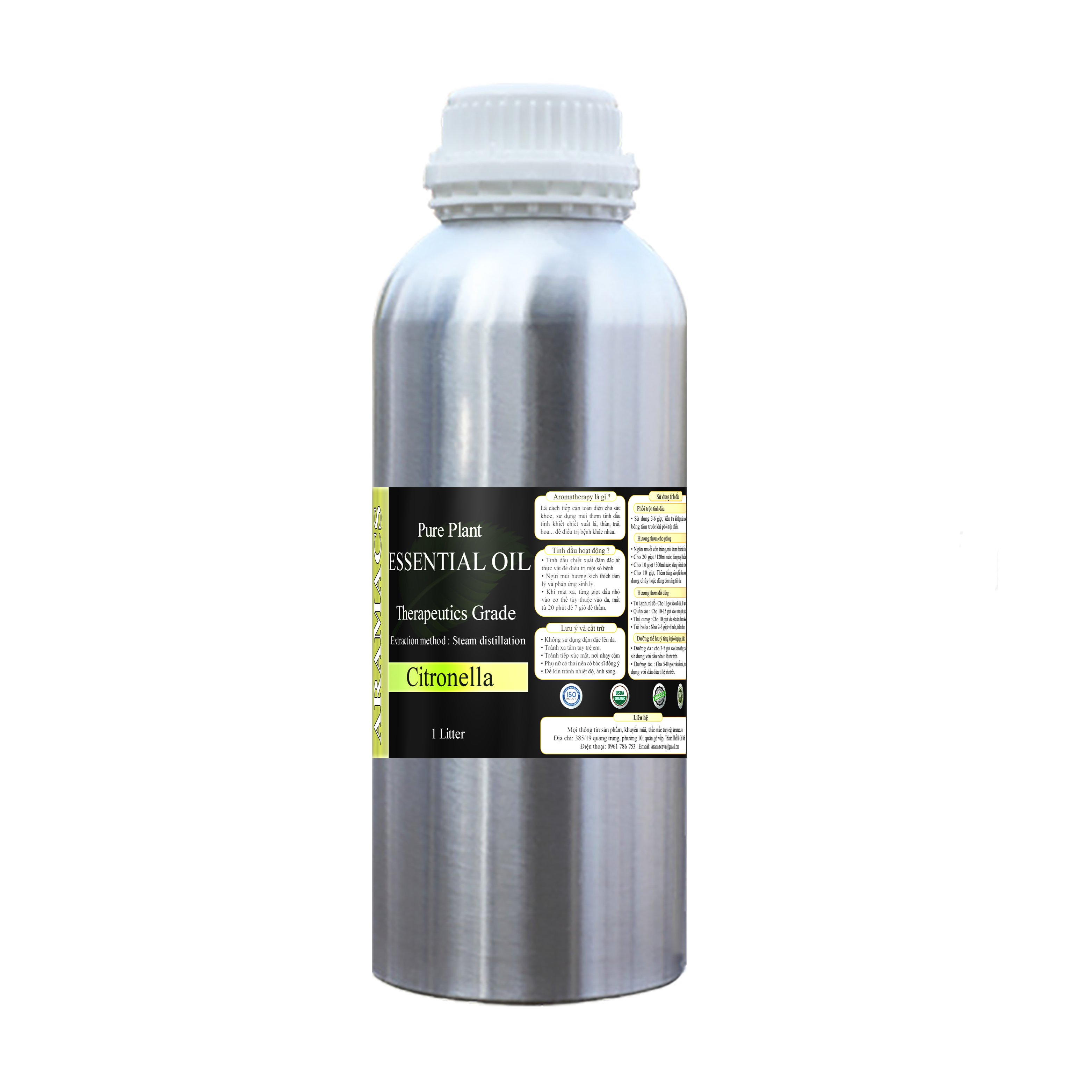 Tinh Dầu Sả Java Plus aramacs 1000ml nguyên chất thiên nhiên có kiểm định