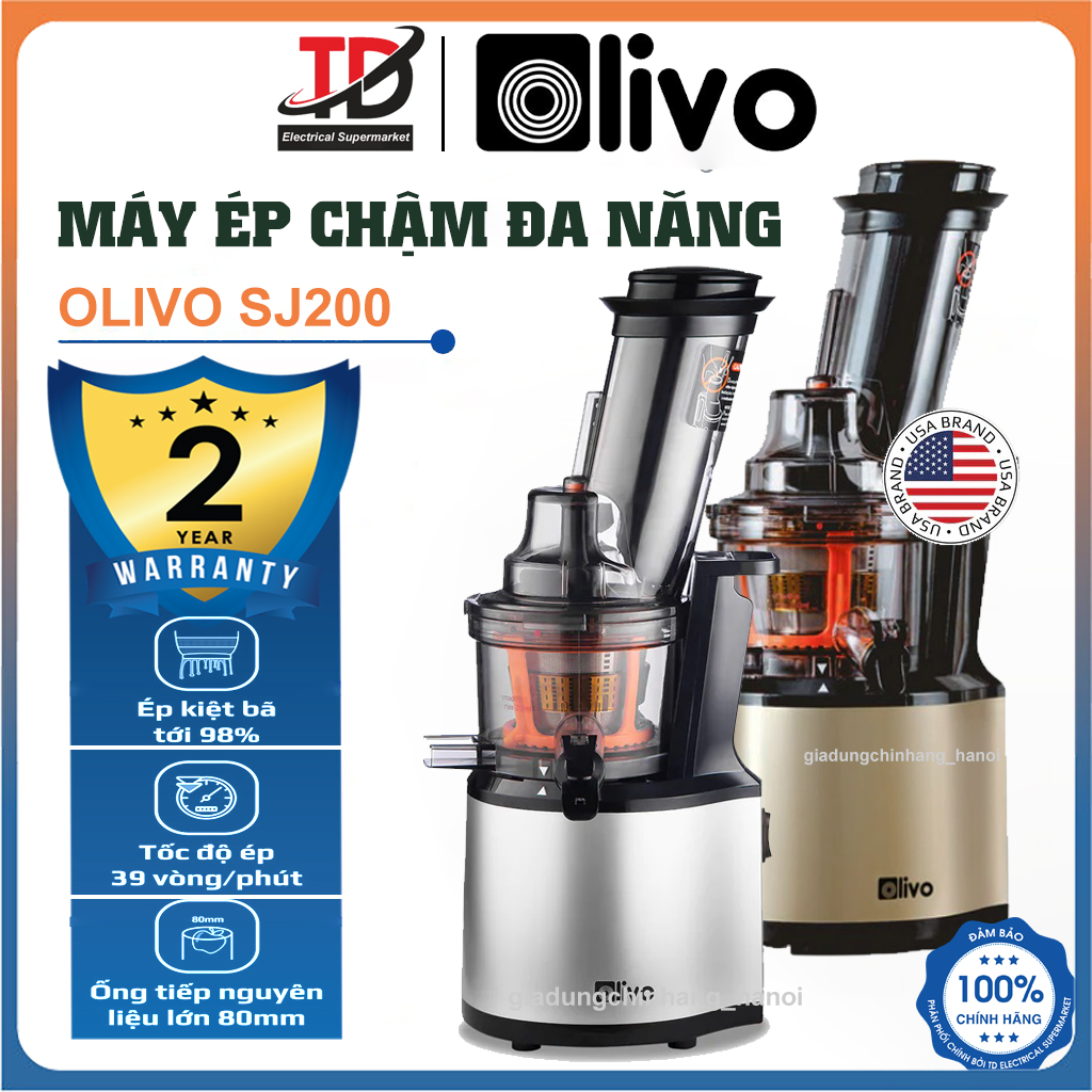  Máy Ép Chậm OLIVO SJ200 Ép Kiệt Bã Trái Cây Làm Kem Đa Năng Bảo Hành Chính Hãng 2 Năm 