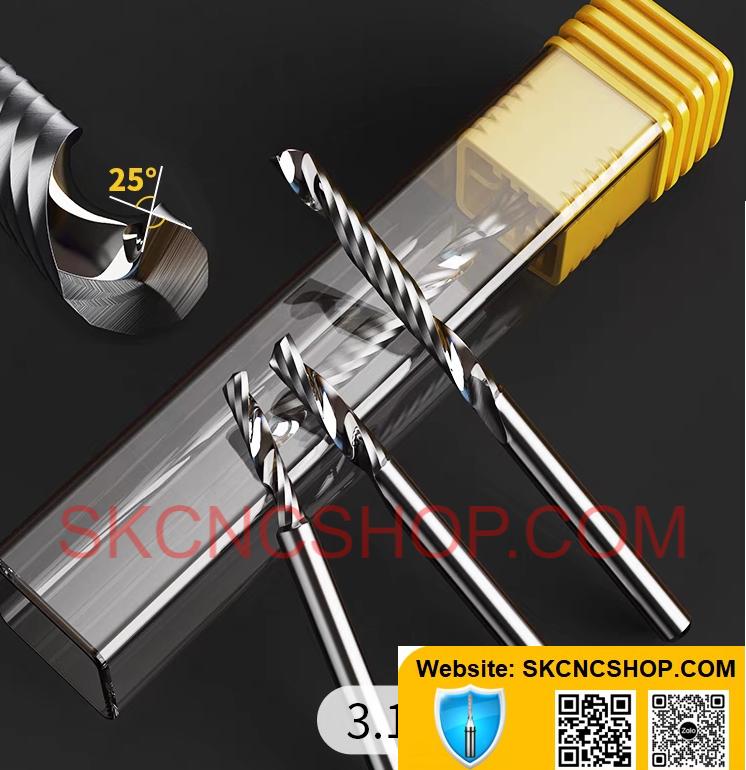 Mũi dao CNC 1 me xoắn loại tốt - chuyên Formex PP PE MICA. SK CNC SHOP