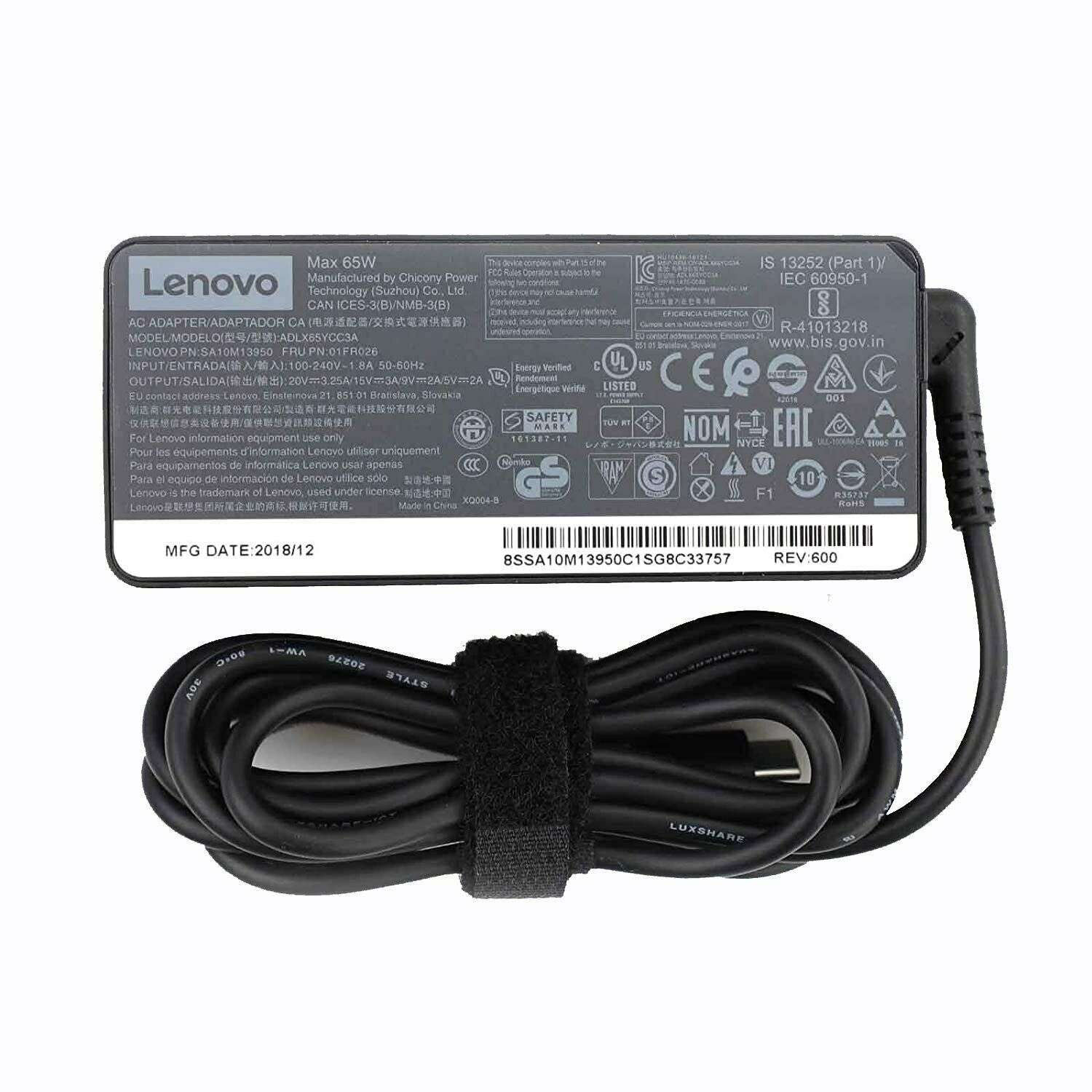 Sạc laptop lenovo 20v - 3.25a 65w type c hàng zin