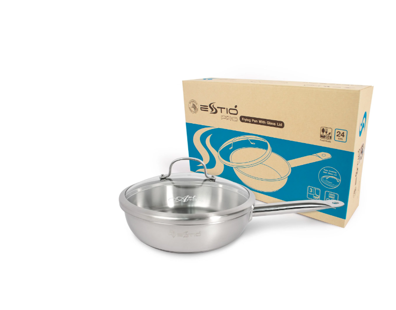 Chảo inox estio pro nắp kính 24cm - 175102