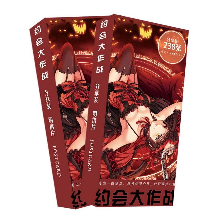 Postcard date a live cuộc hẹn sống còn 238 ảnh nền đỏ hộp ảnh bộ ảnh có ảnh dán + lomo + postcard bưu thiếp anime