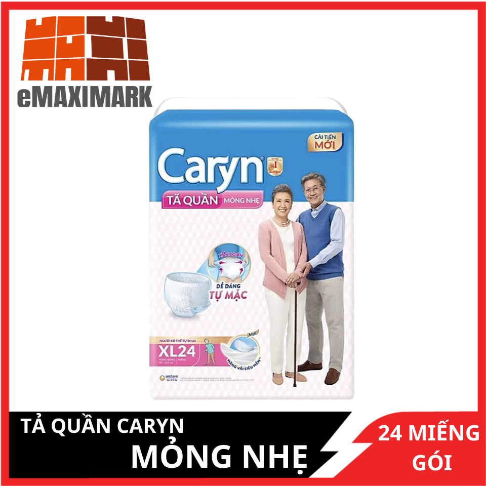 [HCM SHIP 2H] Tã Quần Caryn Mỏng Nhẹ Sile XL Gói 24 Miếng