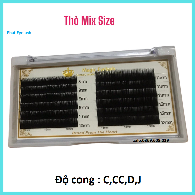 Mi lông thỏ mix size siêu mềm,siêu mịn,hộp lông thỏ mix size 8-13mm, mi thỏ nối classic,thiết kế,chập sợi, volume_1 khay mi thỏ mix size cong c,cc,d,j _ phụ liệu mi acb phát