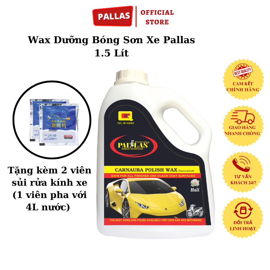 Wax dưỡng bóng sơn xe pallas - 1.5 lít - pallas shop chính hãng