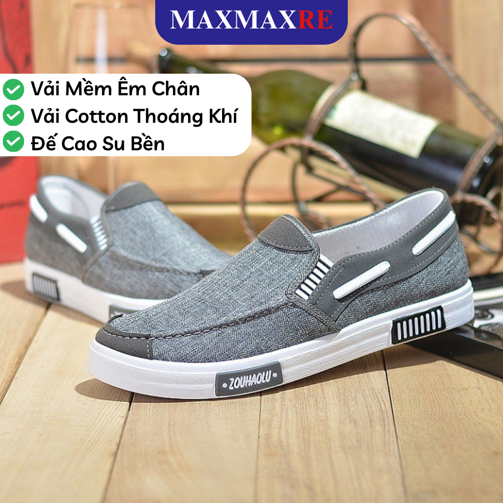 Giày Lười Nam Vải, Giày Vải Nam Siêu Bền, Êm, Nhẹ Đế Chống Trơn Trượt Kiểu Dáng Mạnh Mẽ