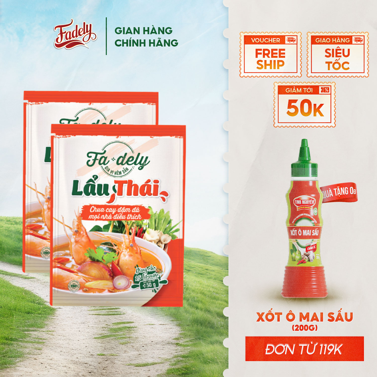 Combo 2 gói gia vị nêm sẵn lẩu thái fadely