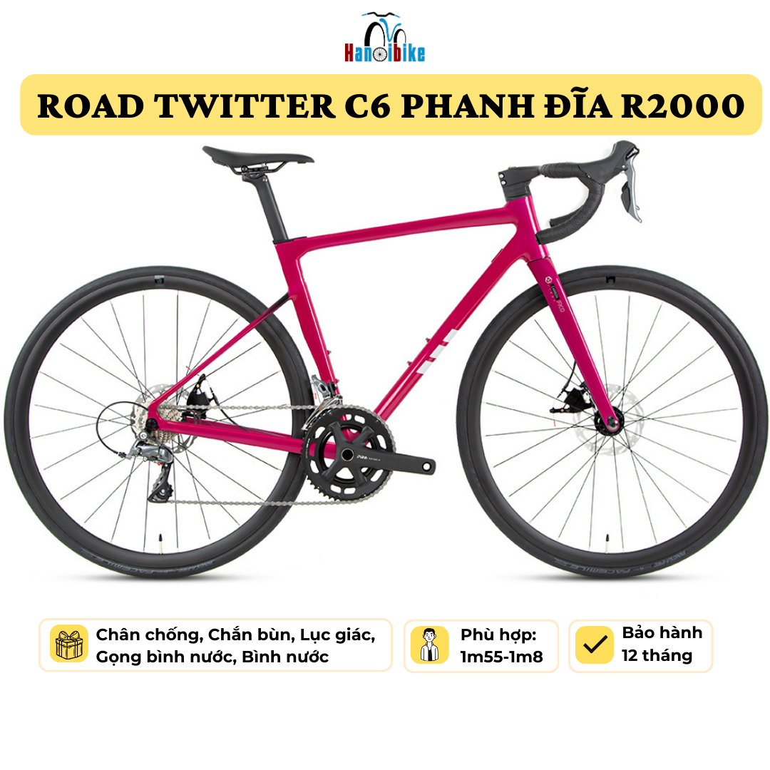Xe đạp Road Twitter C6 khung nhôm phanh đĩa Group R2000