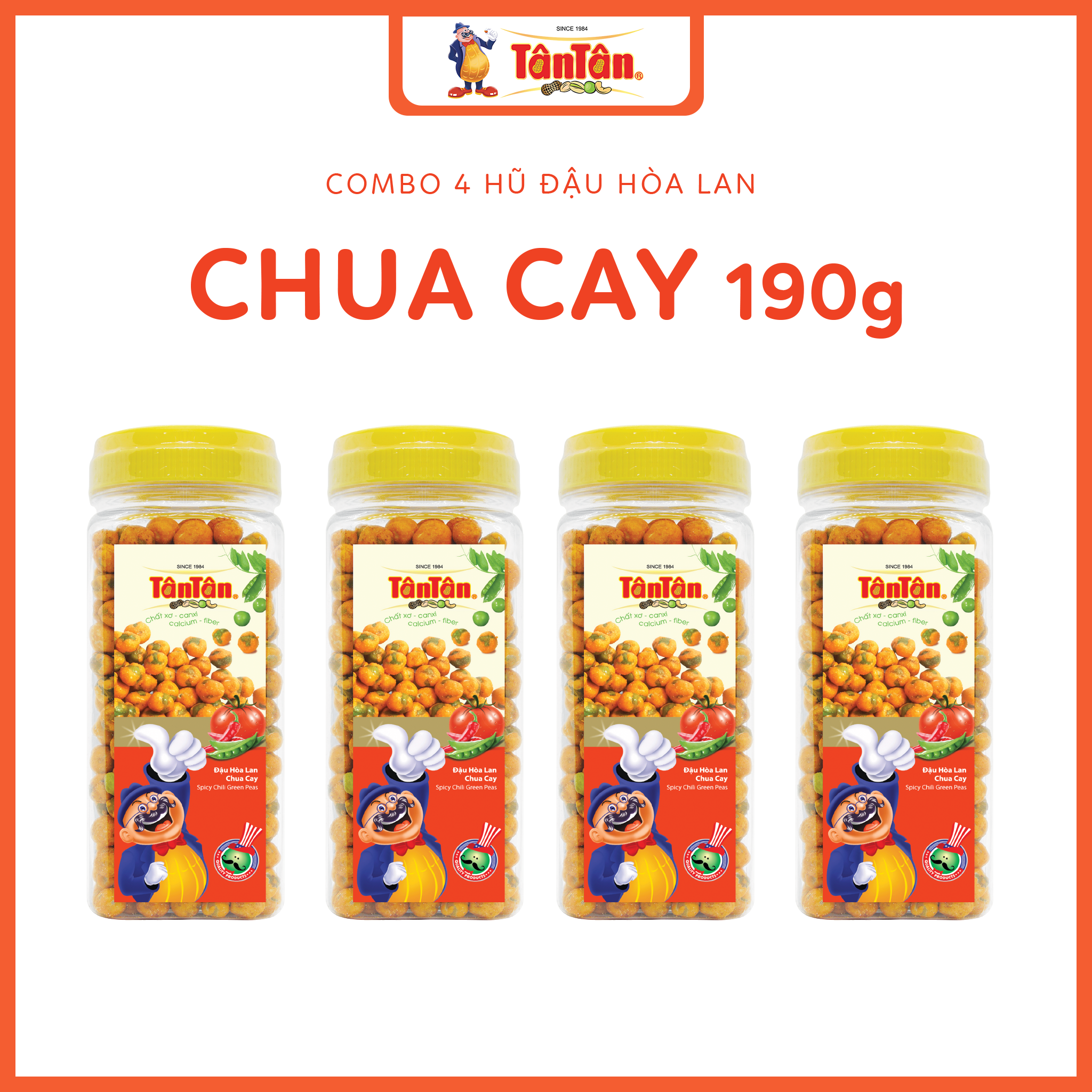 Combo 4 hũ đậu hòa lan chua cay tân tân 190g