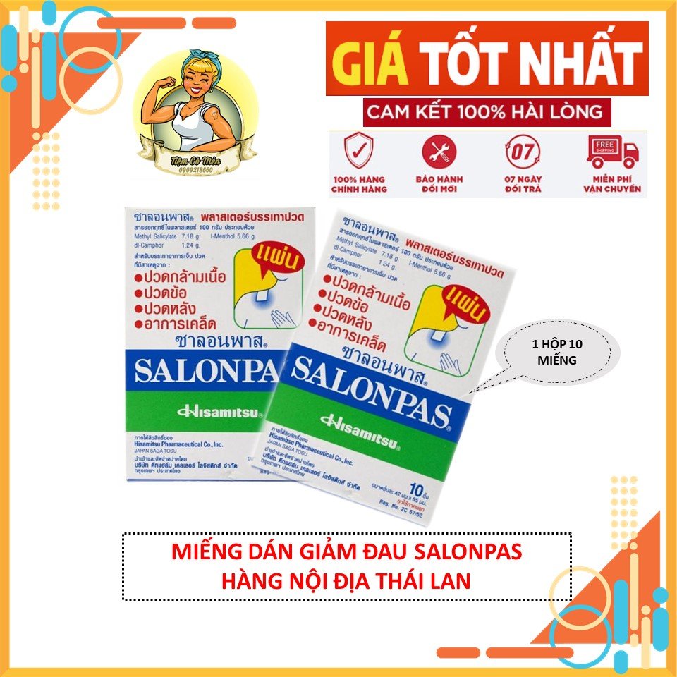 [Có Sẵn] Cao dán giảm đau Salonpas Thái Lan - Hàng Nội Địa - 1 Hộp 10 Miếng - Cực Kỳ Hiệu Quả