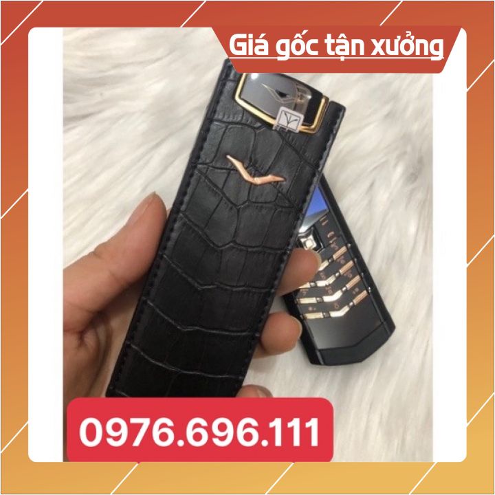 Bao da Vertu Singature S đứng không nắp da cá sấu