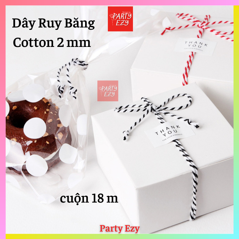 Ruy băng sợi cotton size 2mm buộc túi quà, hộp quà