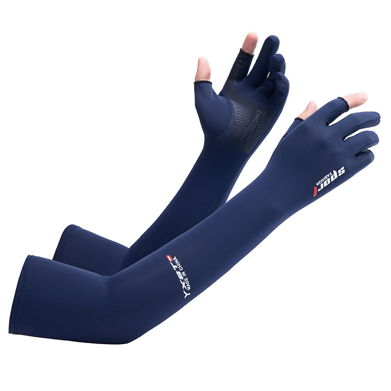 Găng tay chống nắng SPORT cho nam và nữ bao tay đi nắng nữ xỏ ngón có vân chống trượt chống tia UV  chất lụa băng mát lạnh - 6