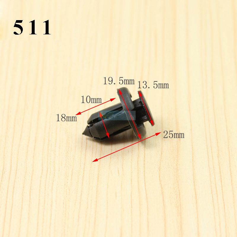 Bộ chốt nhựa 511 bộ 20 cái loại 10mm (màu đen). chốt nhựa dùng trong ô tô