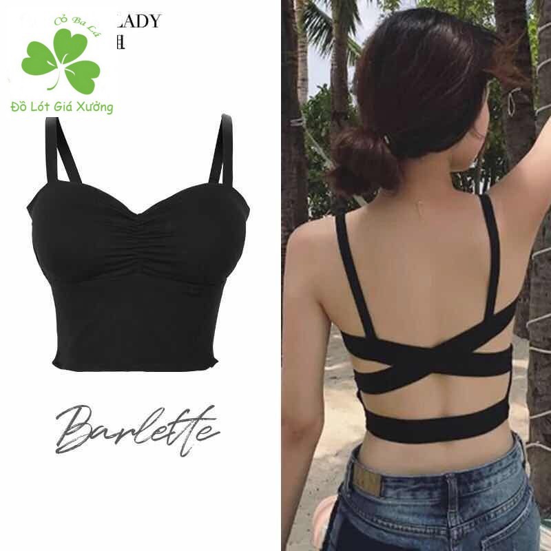 Áo Bra Hở Lưng Dây Chéo Girls Sexy Short Camis Tops With Seperated Pads Women Backless Padding Tanks Crop Tops For Female