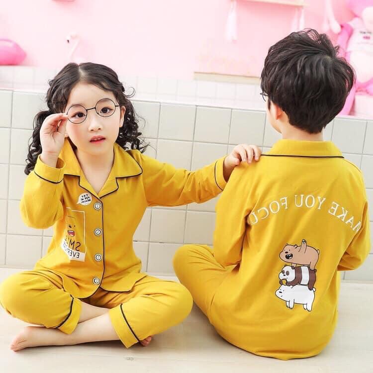 Bộ pizama dài THUN COTON siêu kute, pijama mùa mưa, bộ dài cho bé, đồ bộ cho bé